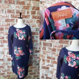 New Joules floral navy shift cotton dress size 8